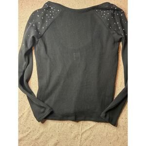 Victoria’s Secret PINK Black Scoop Back Sweater Small Rhinestone Shoulder Detail